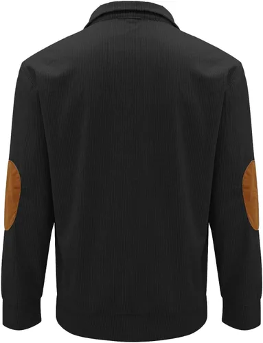 Vista 3 de HABEN Sudadera tipo polo de pana para hombre, estilo casual, estilo Henley, térmica, manga larga, cuello alto, ajustado, chaqueta táctica