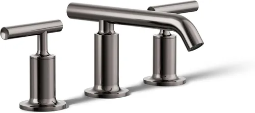 Vista 25 de KOHLER K-14408-4-AF Purist - Grifo para lavabo de baño, 3 agujeros, manijas de palanca alta generalizadas y boquilla de cuello de cisne alto, 1.2