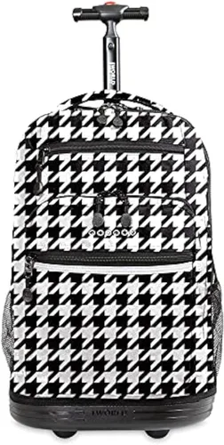 Vista 40 de J World Sundance Mochila Rodante para Laptop para Niñas y Niños. Mochila Escolar con Ruedas, Rombos negro, 20 pulgadas