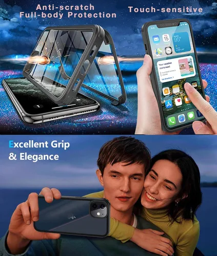 Vista 9 de Funda para iPhone 11 con protector de pantalla [vidrio templado 9H integrado], protección de cuerpo completo 360 de doble capa protectora