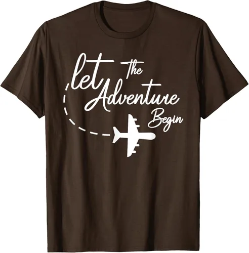 Vista 59 de Let The Adventure Begin - Camiseta inspiradora en modo de viaje en avión, Negro, S
