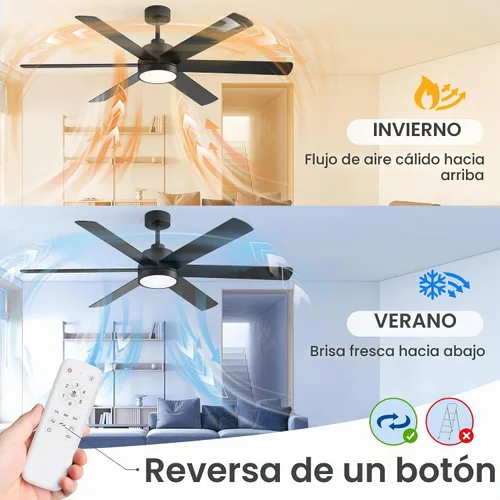 Vista 8 de Ventiladores de techo de 60 pulgadas con luces y control remoto, ventilador