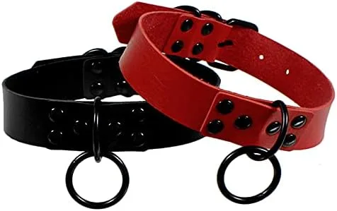 Vista 7 de Gangel Gargantilla circular de piel sintética con collar de roca gótica ajustable accesorio para disfraz de cosplay paquete de 1