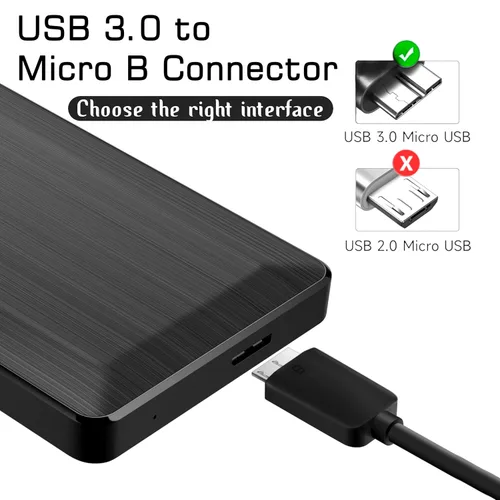 Vista 5 de SaiTech IT Paquete de 2 cables USB 3.0 de 17.7 in A a Micro B de alta velocidad de hasta 5 Gbps de transferencia de datos para cable de disco duro