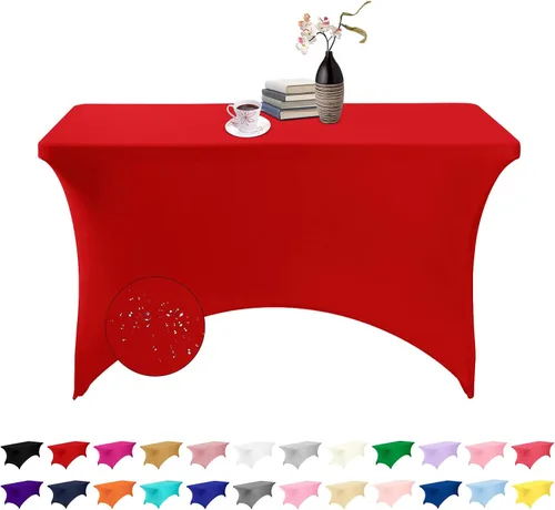 Vista 11 de Paquete de 2 fundas de mesa de elastano impermeables para mesas rectangulares, 6 pies, negras, elásticas, resistentes a manchas, para todas
