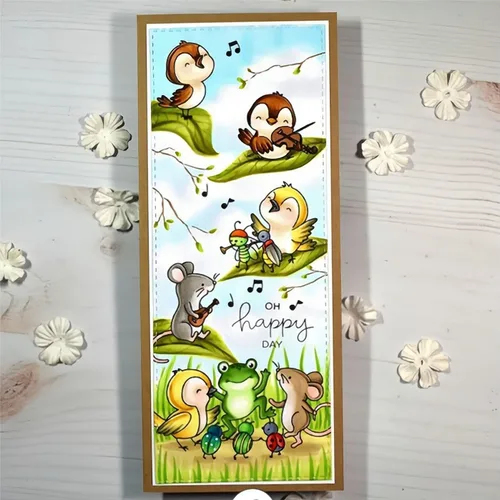 Vista 3 de Juego de sellos y troqueles para celebrar pájaros para hacer tarjetas, sellos transparentes y juegos de troqueles de corte de metal para álbumes