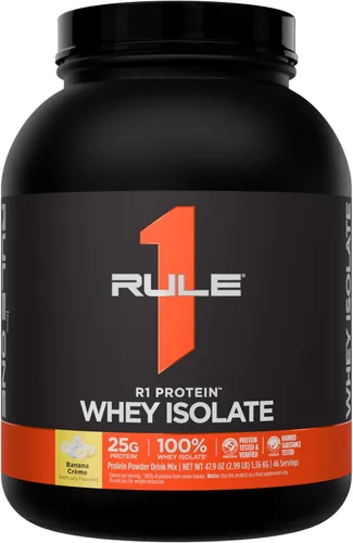 Vista 23 de Rule 1 Proteins R1 Protein Whey Isolate, crema de plátano, 23 porciones
