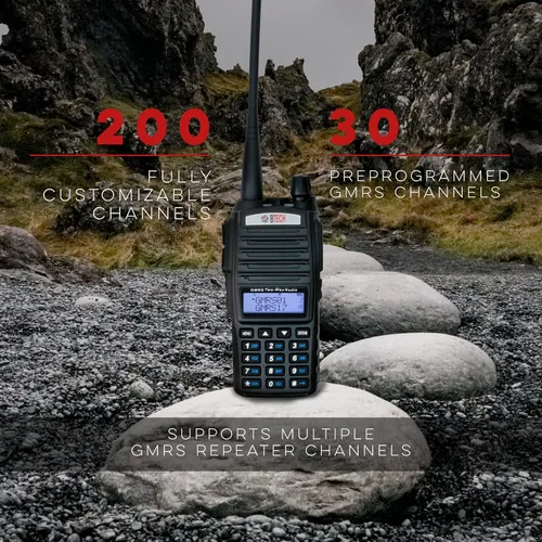 Vista 2 de BTECH GMRS-V2 5W 200 Canales Completamente Personalizables Radio Bidireccional GMRS. Carga USB-C, Resistente al Clima IP54, Compatible