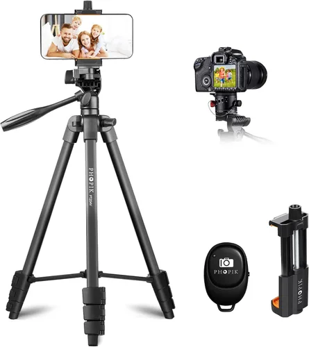 Vista 13 de PHOPIK Trípode magnético para teléfono selfie stick de 35 pulgadas, trípode extensible para teléfono con zapata fría y control remoto, compatible