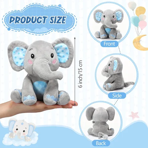 Vista 2 de Libima 4 piezas de animales de peluche de elefante pequeño a granel de 6 pulgadas, lindos animales de peluche suaves para niños y niñas, bebés, Azul