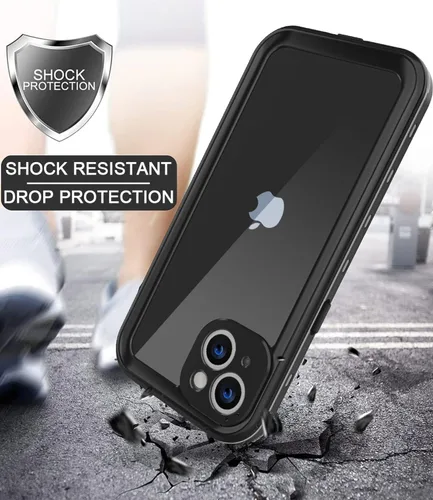 Vista 4 de Funda impermeable diseñada para iPhone 13 Mini, funda de cuerpo completo con protector de pantalla y protector de lente de cámara, a prueba