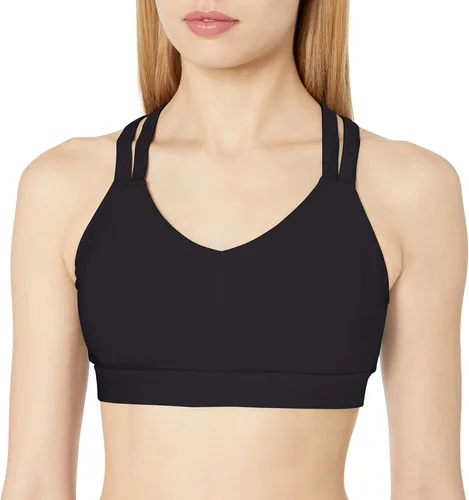 Vista 4 de C9 Champion Women's C9 Women's Medium Support Compression Strappy Back Cami Bra Jacquard blanco y negro