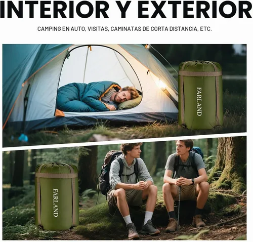 Vista 7 de FARLAND Sleeping Bag for Adults, Teens and Kids - 3 Season Camping Gear Verde militar