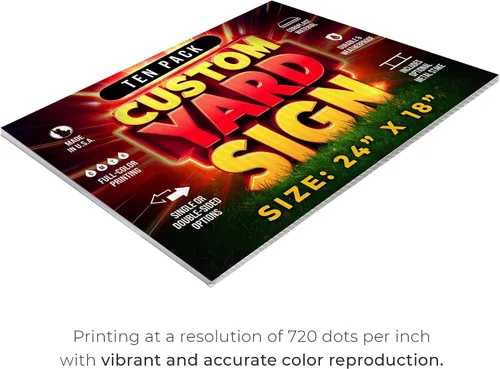 Vista 3 de Paquete de 10 letreros personalizados de 24"x18" para patio con estacas, letreros personalizados para exteriores, letreros corrugados de impresión a