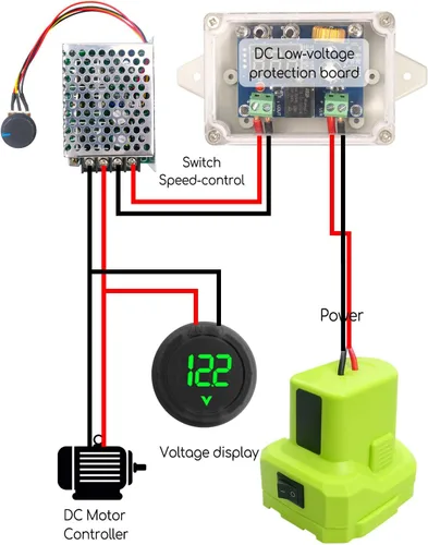 Vista 4 de Kit de adaptador de batería para ruedas eléctricas compatible con batería de litio Ryobi de 18V, kit convertidor de adaptador de batería