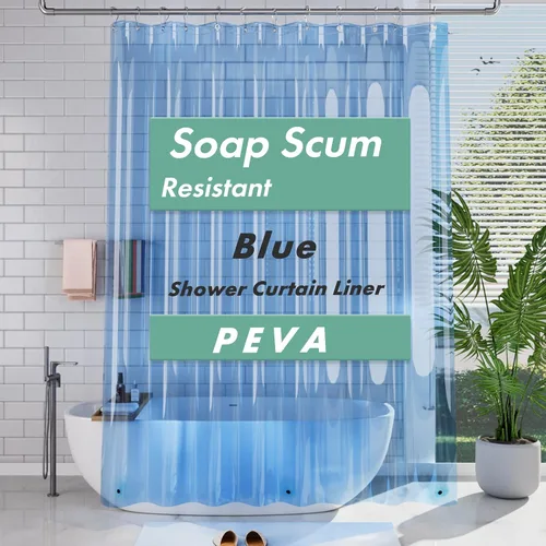 Vista 17 de AmazerBath Forro de cortina de ducha, 72x72 Forros de cortina de ducha beige, Forro de ducha de plástico ligero, Bonitas cortinas de ducha PEVA