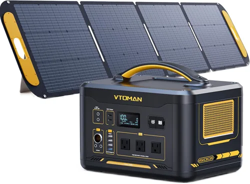 Vista 10 de VTOMAN Jump 1500X - Estación de Energía Portátil con Cables de Puente, Batería LiFePO4 de 828Wh, Generador Solar y Arrancador de Batería