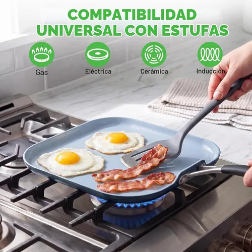 Vista 5 de NutriChef 11-Inch Square Griddle Pan Nonstick with Induction Base