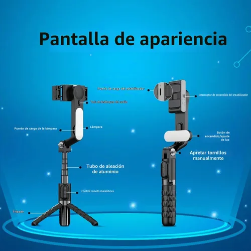 Vista 8 de TOALLIN Palo selfie con luz para teléfono inteligente, control remoto