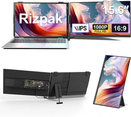 Vista 9 de Extensor de pantalla para portátil de 16", monitor portátil IPS Negro