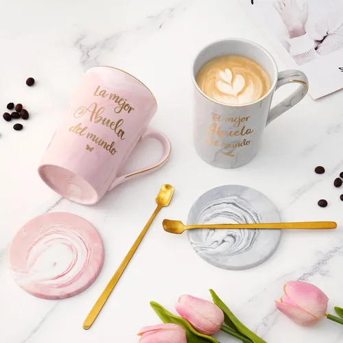 Vista 4 de Maustic Abuela Abuelo Regalos en español, Las Mejores Tazas de Café de Abuela y Abuelo, Tazas de Café de la Mejor Abuela y Abuelo del Mundo, Regalos