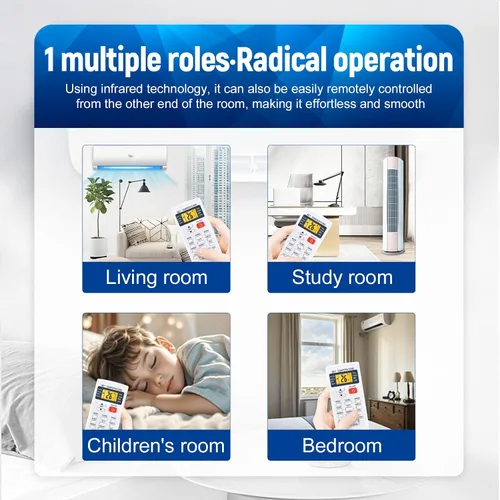 Vista 4 de Nuevo control remoto de CA de repuesto para COSTWAY, Della, YITAHOME, Albott, GLACER, JustSmart, RELAX4LIFE, SIMOE, DORTALA, PETSITE Mini Split Aire