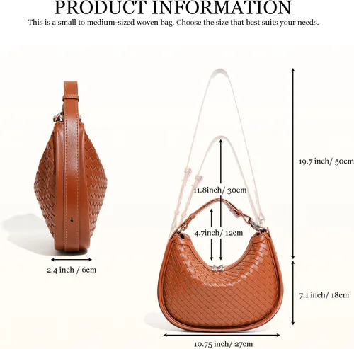 Vista 2 de Bolso de cuero tejido, bolso tejido de cuero vegano para mujer, bolso de mano con asa superior, bolsos de hombro de cuero vegano