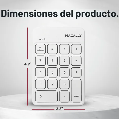 Vista 7 de Macally Teclado numérico inalámbrico USB C Teclado numérico para Mac MacBook iMac Inalámbrico de 10 teclas para computadora portátil