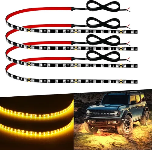 Vista 11 de Keiurot - Tira de luces LED azules de 12 V para automóviles, conectables de 12 pulgadas, paquete de 4 unidades IP68 Waterproof Flexible for Cars
