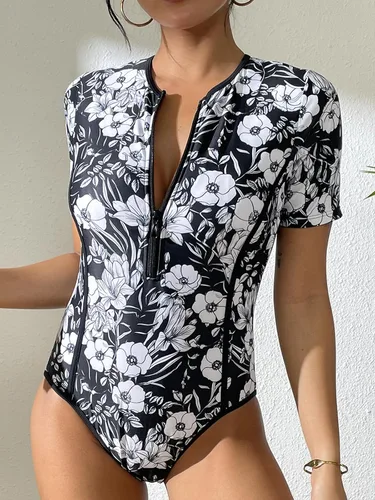 Vista 3 de Traje de baño deportivo de una pieza con cremallera frontal para mujer