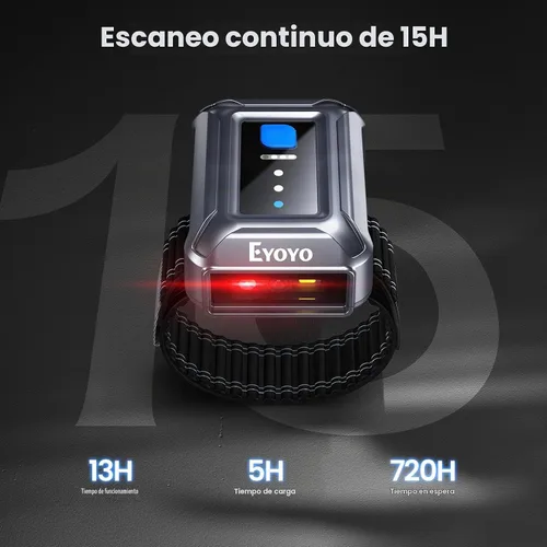 Vista 8 de Eyoyo Escáner de código de barras portátil para muñeca: escaneo rápido y de largo alcance manos libres, mini lector de código QR inalámbrico