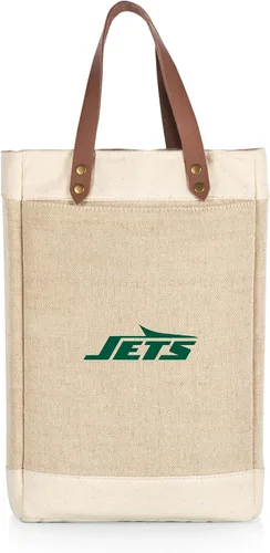 Vista 23 de PICNIC TIME NFL Pinot - Jute 2 Bottle Insulated Wine Bag - Wine Tote Bag - Wine Gift Bag, (Beige)