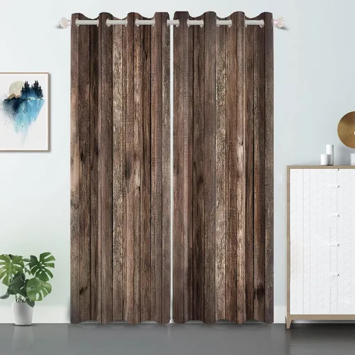 Vista 70 de Cortinas rústicas para ventana de puerta de granero, puerta de madera gris, puerta de garaje, tratamiento de ventana para sala de estar, dormitorio