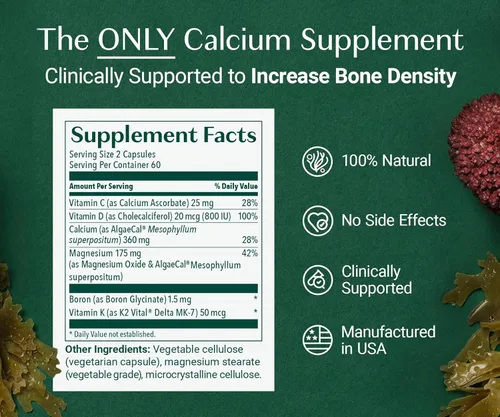 Vista 6 de ALGAECAL Paquete de calcio, vitamina D3 y colágeno: colágeno hidrolizado con verisol, fortibone y fortigel, más calcio, vitamina ADEK y minerales
