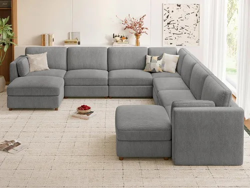 Vista 75 de CUGOAO Sofá biplaza extragrande de 83.5 pulgadas, sofás para sala de estar, sofá nube de felpilla de asiento profundo, sofá modular seccional, funda