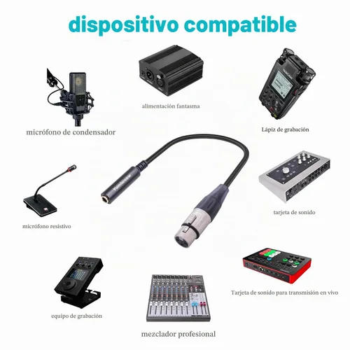 Vista 2 de Cable XLR hembra a hembra de 1/4 de pulgada, cable de audio hembra de 3 pines a enchufe de 0.250 in, conector XLR Jack a TS/TRS adaptador de cuarto