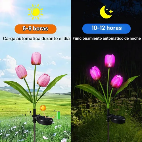 Vista 2 de Aolyty - Luces solares de tulipán, IP65 impermeable para jardín