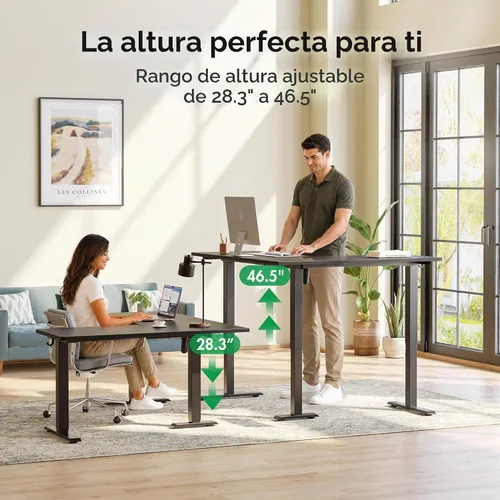 Vista 8 de FEZIBO - Escritorio de pie en forma de L de 63" x 55", altura ajustable, escritorio de computadora de esquina eléctrica de 63 pulgadas, escritorio
