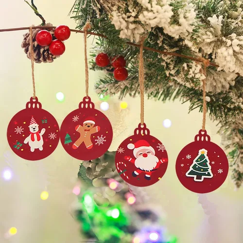 Vista 2 de Artmag 50 unidades de adornos de madera sin terminar de Navidad, discos de madera redondos en blanco para manualidades, centros de mesa, decoración