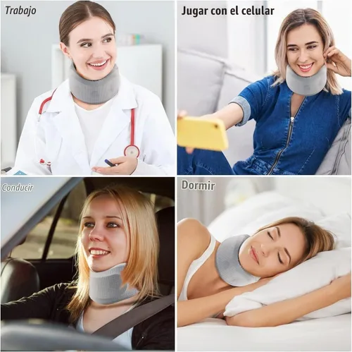 Vista 6 de Soporte de cuello para dolor de cuello y apoyo, soporte cervical de espuma suave para dormir, transpirable, soporte para el cuello mantiene