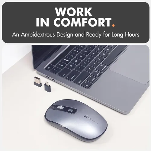 Vista 5 de X9 Performance Ratón USB C dual inalámbrico con receptor USB-A y tipo C - Multidispositivo - Ratón inalámbrico 2.4G RF USB tipo C para MacBook Gris