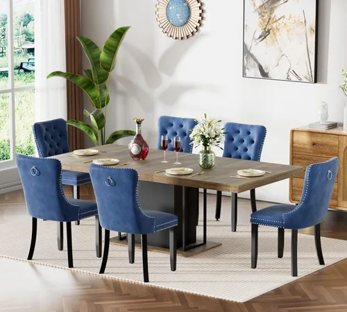 Vista 11 de Mesa de comedor extensible de 78.74 pulgadas para 6 8 y 10 pulgadas, moderna mesa de comedor extensible de granja con base de doble pedestal, mesa