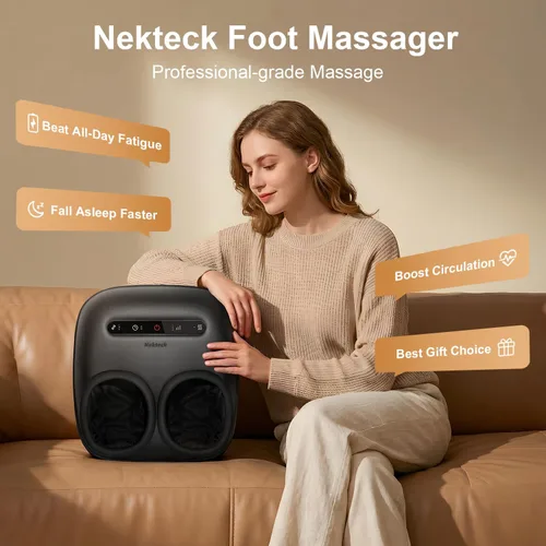 Vista 9 de Nekteck Masajeador de pies con calor [2026 actualizado], máquina eléctrica de masaje de pies Shiatsu para circulación, fascitis plantar