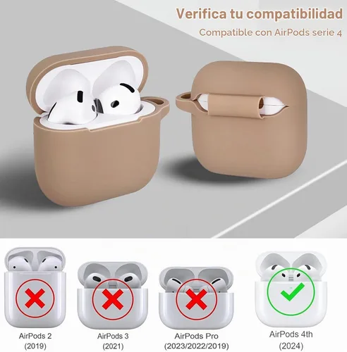 Vista 3 de KOUJAON Funda compatible con AirPods 4, funda protectora de silicona suave con llavero de pulsera, compatible con auriculares inalámbricos Apple Té