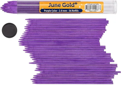 Vista 13 de June Gold repuesto de grafito resistente a quiebres con cómodo dispensador, Arcoiris (Rainbow) Grosor audaz para uso pesado, plomo resistente a
