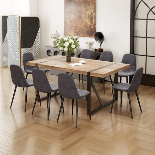 Vista 19 de Mesa de Comedor para 4-6, Mesa de Cocina de 55'', Mesas de Cocina y Comedor, Mesa de Comedor de Madera MDF con Patas de Metal para Sala de Estar