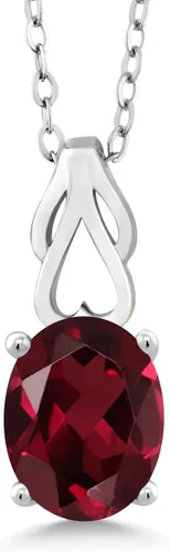 Vista 54 de Gem Stone King Collar de plata de ley 925 con piedra natal ovalada de 0.354 x 0.276 in Collar con colgante solitario para mujer Con cadena