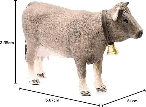 Vista 5 de Schleich Farm World - Figura de vaca Braunvieh - Juguete de animal de granja altamente detallado y duradero, juego divertido y educativo para niños