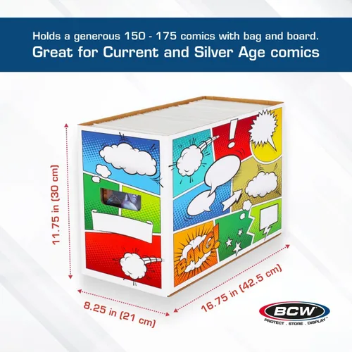 Vista 3 de (1) BCW Art POW! Caja chica para almacenamiento de cómics - Con capacidad de 150-175 cómics - BCW-BX-SHORT-ART-POW 1 Paquete