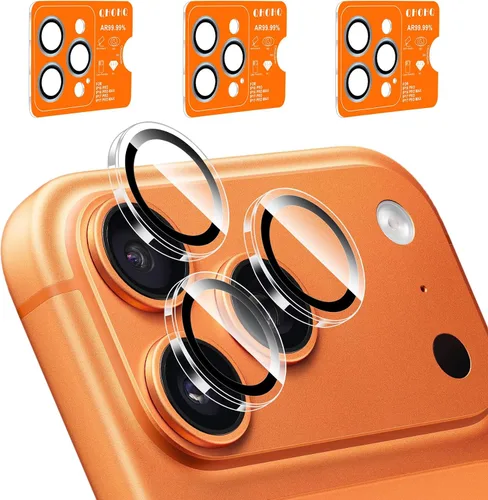 Vista 10 de QHOHQ Juego de 2 protectores de lente de cámara para iPhone 17 Pro Max/17 Pro/16 Pro Max/16 Pro/15 Pro Max/15 Pro, protector de lente individual